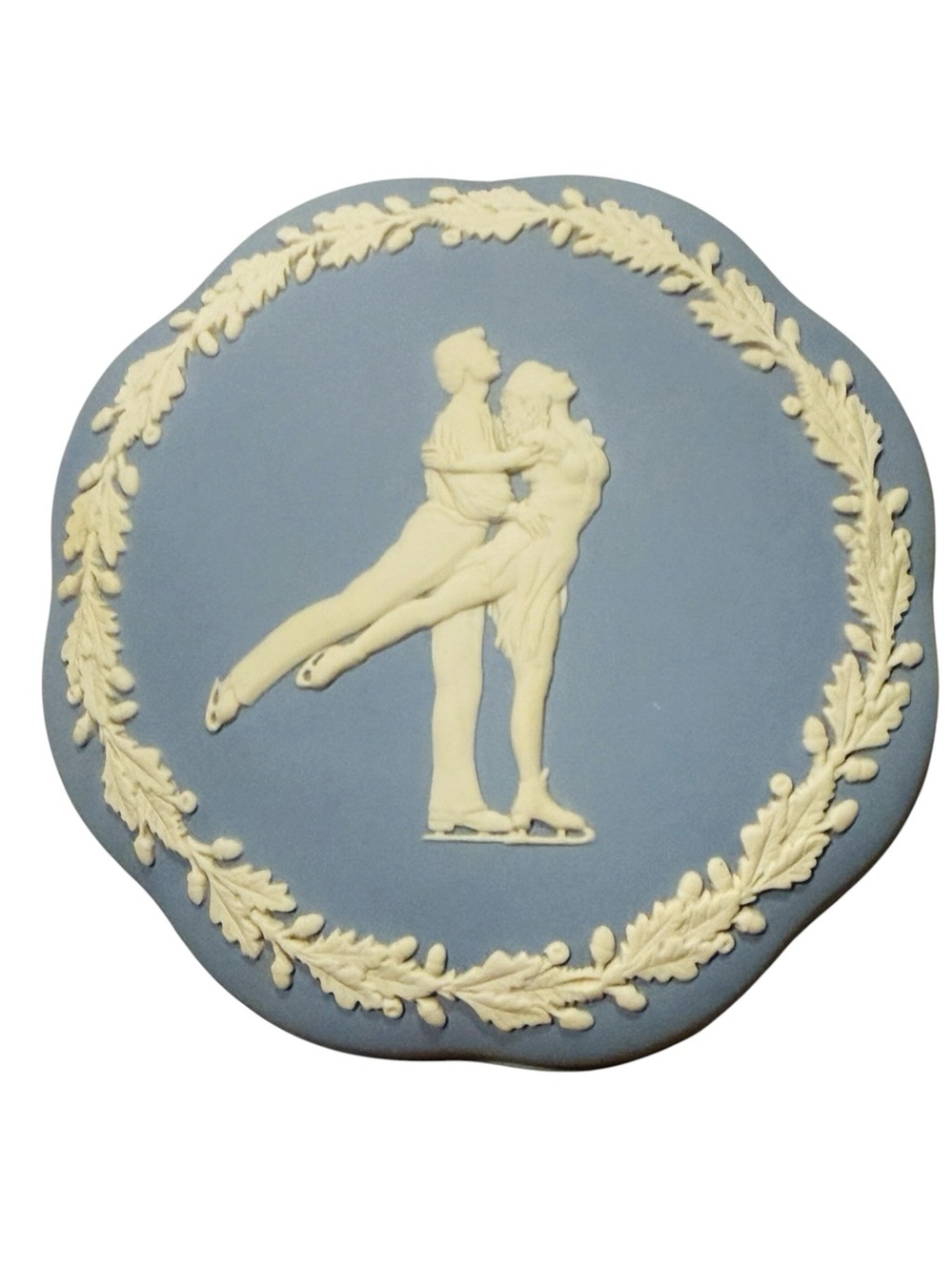 WEDGWOOD Classic Blue w/Creamy White Bas Relief Covered Dish